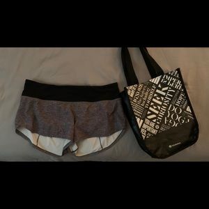 LULULEMON SPEED UP SHORTS w/ small bag included:)